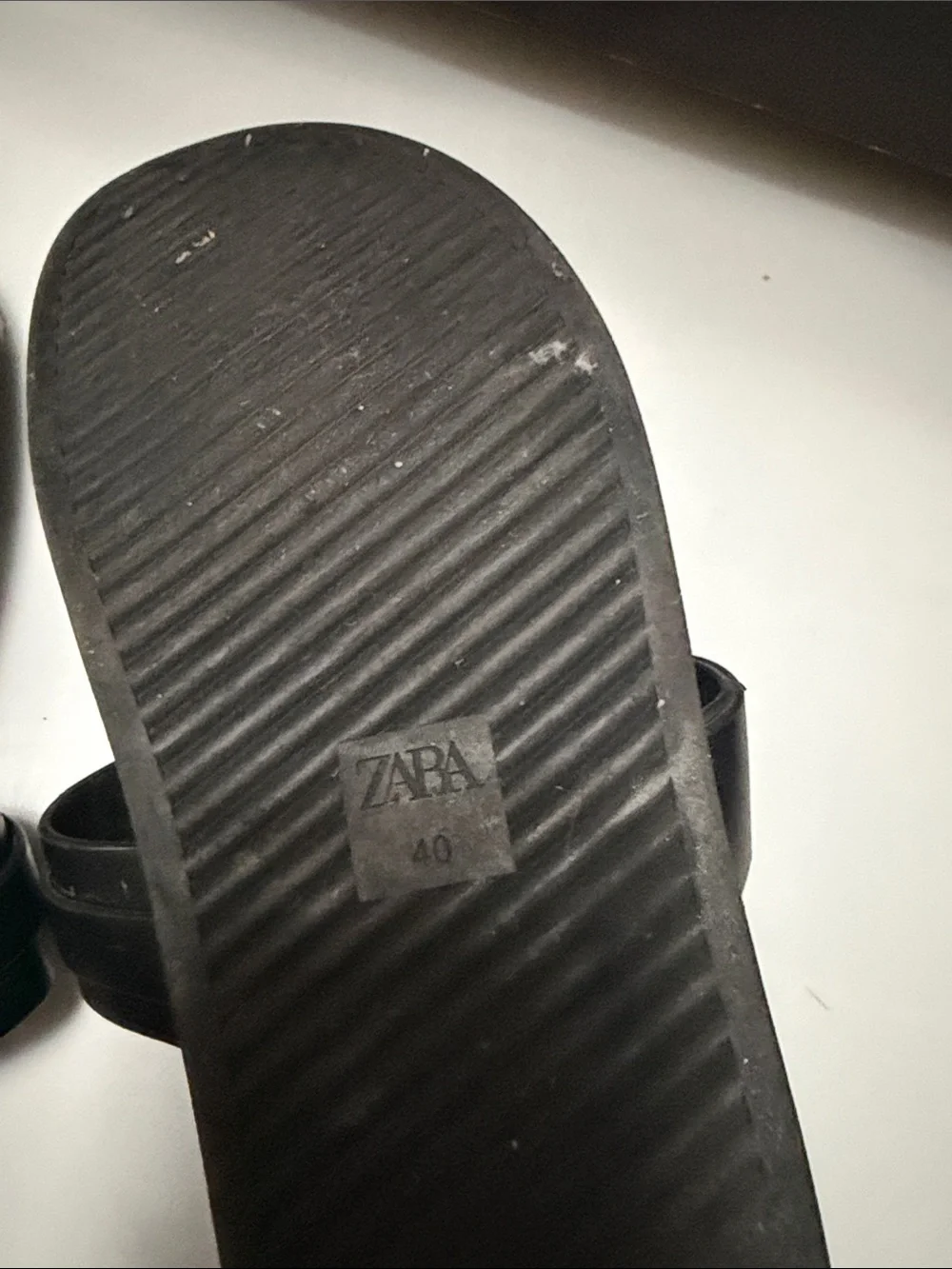 Zara Black Slide Sandals with Gold Buckles size 40